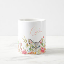Taza De Café Gato en un jardín personalizado