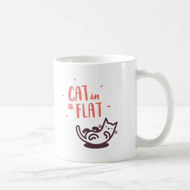 Taza De Café Gato en un plano (Derecha)