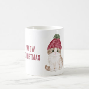 Taza De Café Gato En Un Sombrero De Navidad