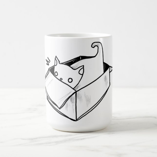 Taza De Café gato en una caja (Centro)