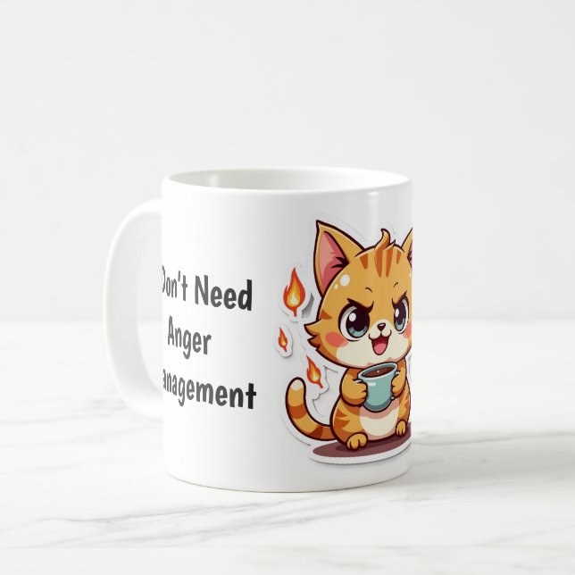 Taza De Café Gato Enfadado Divertido  (Anverso izquierdo)