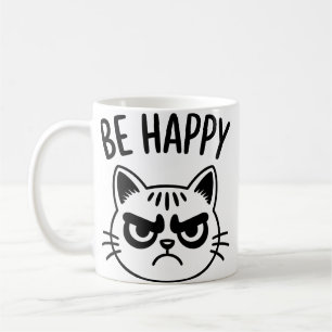 Taza De Café Gato Enojado – Arte de Contraste Feliz