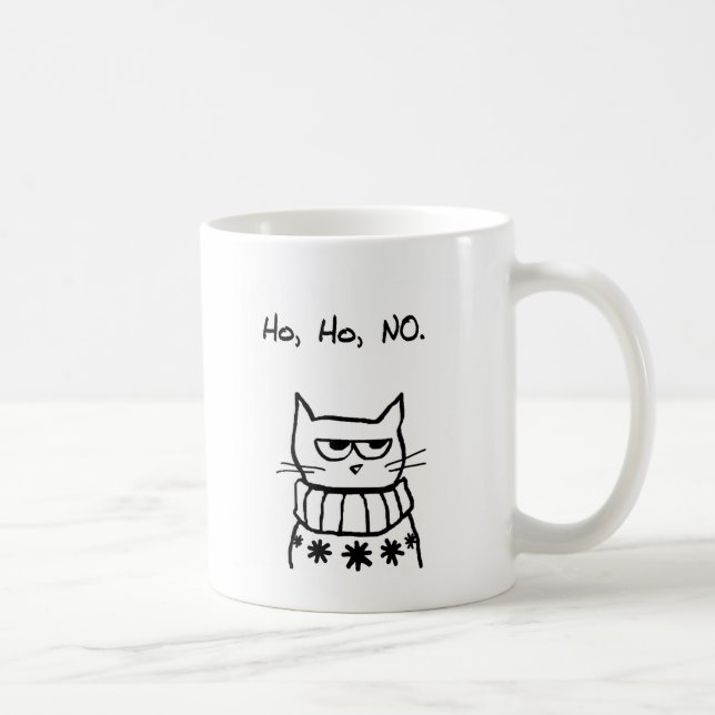 Taza De Café Gato enojado en un suéter del navidad - Navidad (Derecha)
