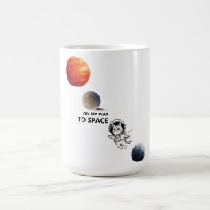 Taza De Café Gato espacial astronauta lindo flotando en la gala