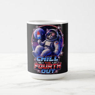 Taza De Café Gato Espacial Patriótico 4 de Julio