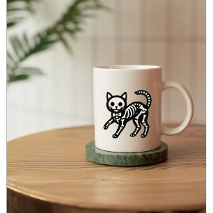 Taza De Café Gato Esqueleto Adorable