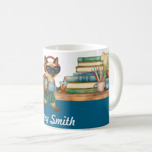 Taza De Café Gato Estudiante De vuelta a la escuela  Auriculare