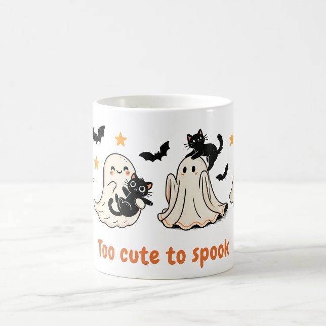 Taza De Café Gato fantasma de Halloween Cute Spooky - Regalo de (Centro)
