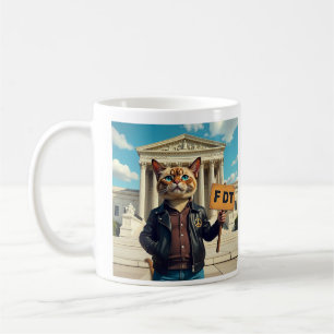 Taza De Café Gato FDT con chaqueta de cuero