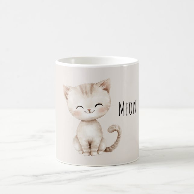 Taza De Café Gato Feliz de Crema (Centro)