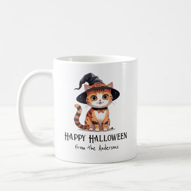 Taza De Café Gato feliz de Halloween (Izquierda)