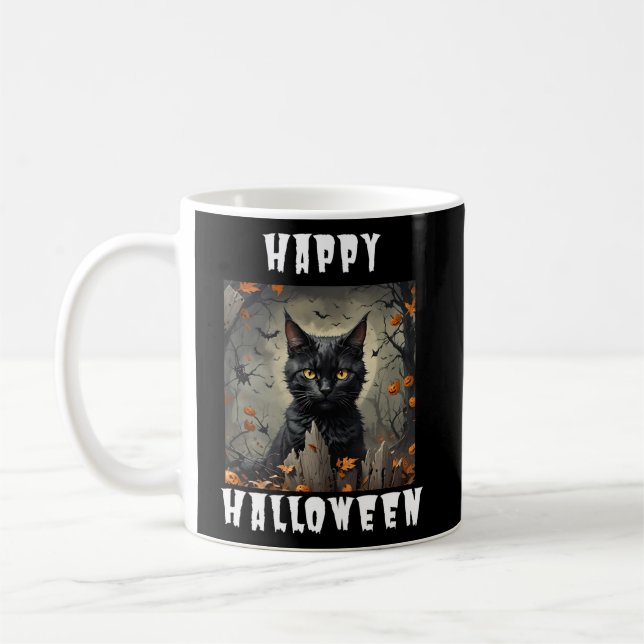 Taza De Café Gato feliz de Halloween (Izquierda)
