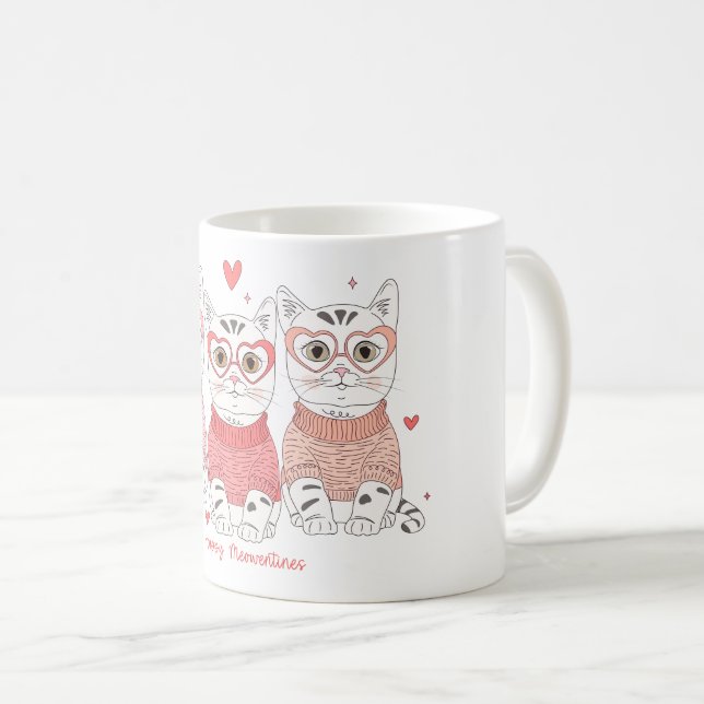 Taza De Café Gato Feliz Día de Meowentines (Anverso derecho)