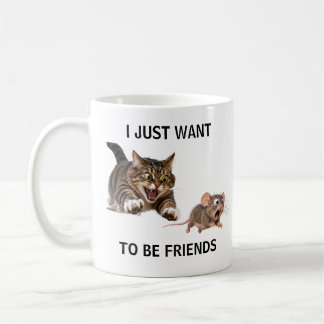 Taza De Café Gato Feroz Persigue Ratón Aterrado