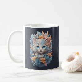 Taza De Café Gato floral mono acuarela
