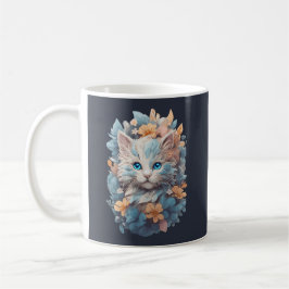 Taza De Café Gato floral mono acuarela