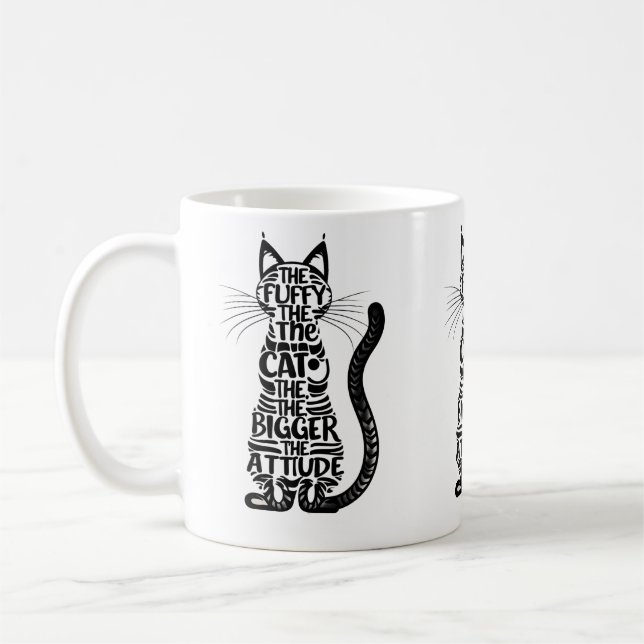 Taza De Café Gato Fluffy, Gran Actitud - Gato Fundido Amante (Izquierda)
