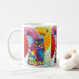 Taza De Café Gato Gatito Colorido Yarn Stripe Mug