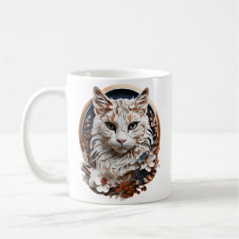 Taza De Café gato, gatito con flor