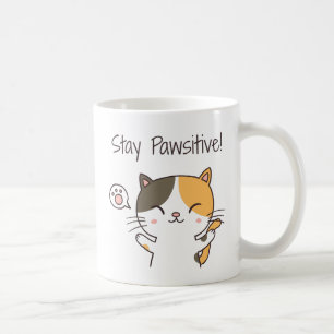 Taza De Café Gato Gatito Lindo Permanece Pawsitivo Juego de Pal