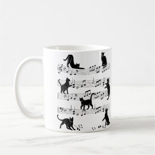 Taza De Café Gato Gatito Tocando Clave De Música Piano Música A