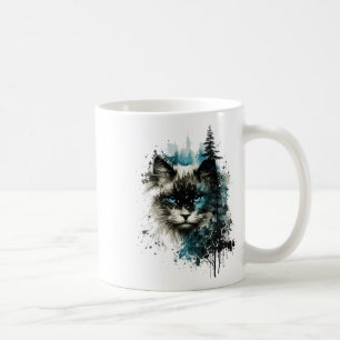 Taza De Café Gato gato azul ojos gato Motiart Bosque gato gato 
