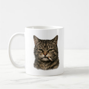 Taza De Café Gato Genial con Cigarrillo" Gato Atigrado de Estil