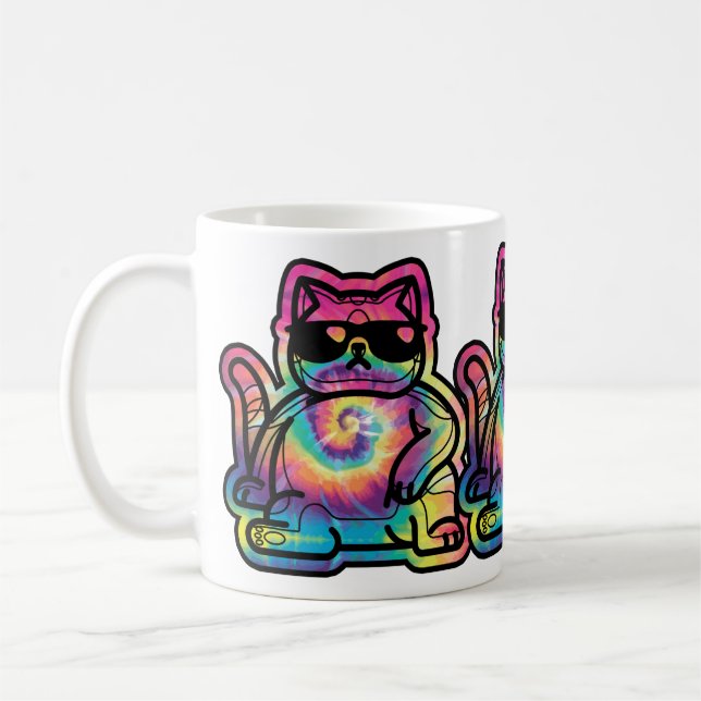 Taza De Café Gato genial con Tie-Dye (Izquierda)