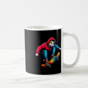 Taza De Café Gato genial funky patinando Ilustración amante de
