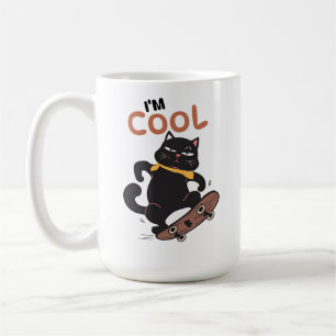 Taza De Café Gato Genial Patineta – Ilustración Divertida de Ga