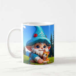 Taza De Café Gato Gnomo de Fantasía 