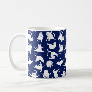 Taza De Café Gato Gracioso Azul En Deportes De Yoga