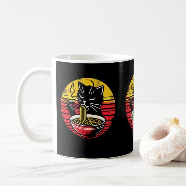 Taza De Café Gato gracioso con dueños de Mascotas de Ramen Bowl (Con donut)