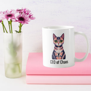 Taza De Café Gato gracioso de cumpleaños "CEO del caos" Persona