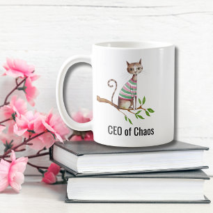 Taza De Café Gato gracioso de cumpleaños "CEO del caos" Persona