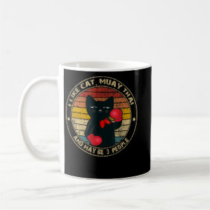 Taza De Café Gato gracioso muay tailandés kickboxing gato en bo