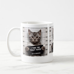 Taza De Café Gato gracioso Mugshot Mischievous Kitty Humor Cat