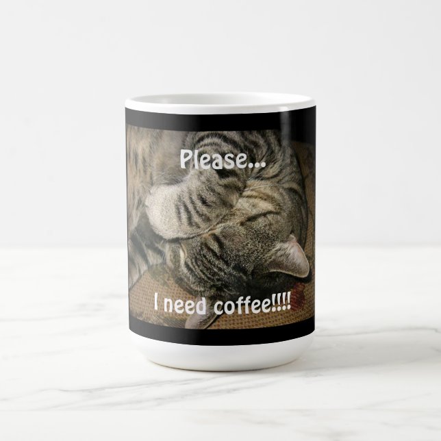 Taza De Café Gato gracioso, por favor... ¡Necesito café! (Centro)