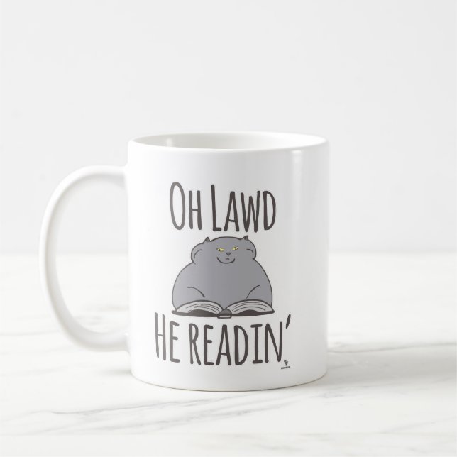 Taza De Café Gato Gracioso Que Está Leyendo Motto Gracioso Kitt (Izquierda)
