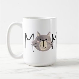 Taza De Café Gato Gris Adorable. Día de la Madre Personalizado 