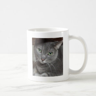 Taza De Café Gato gris azul ruso