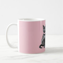 Taza De Café Gato Gris Bonito de Rosa