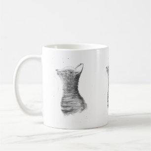 Taza De Café Gato gris Bonito mascota gatito acuarela Hermosa