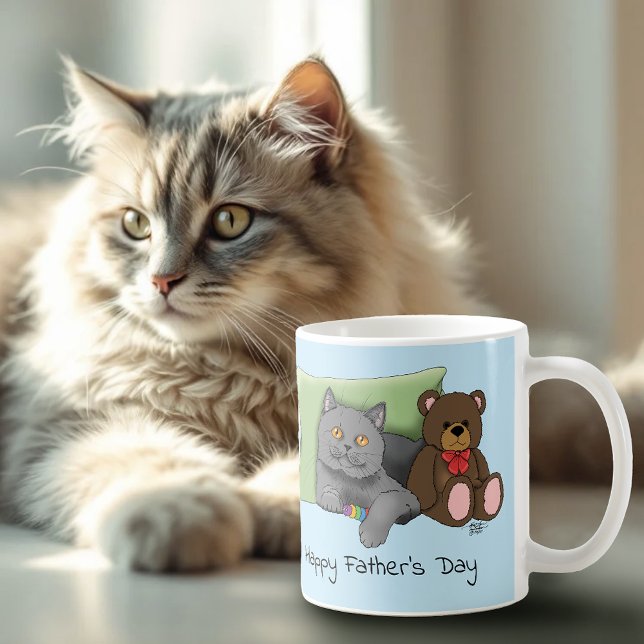Taza De Café Gato gris del día del padre (Subido por el creador)