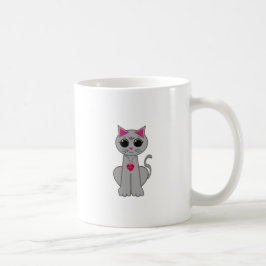 Taza De Café Gato Gris Divertido Feliz Lindo