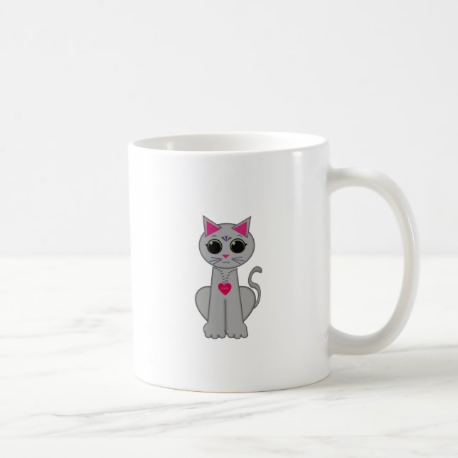 Taza De Café Gato grisáceo divertido y divertido (Derecha)