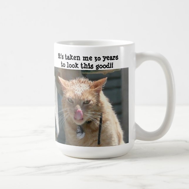 Taza De Café ¡Gato gruñón, 30 años para mirar esto bueno! (Derecha)
