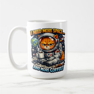Taza De Café Gato gruñón divertido, necesita más espacio y más