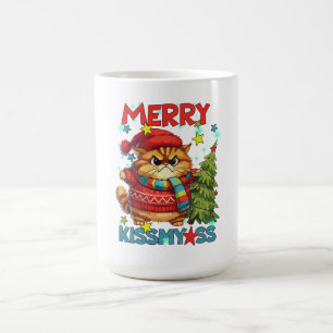 Taza De Café Gato gruñón maloliente canto de navidad