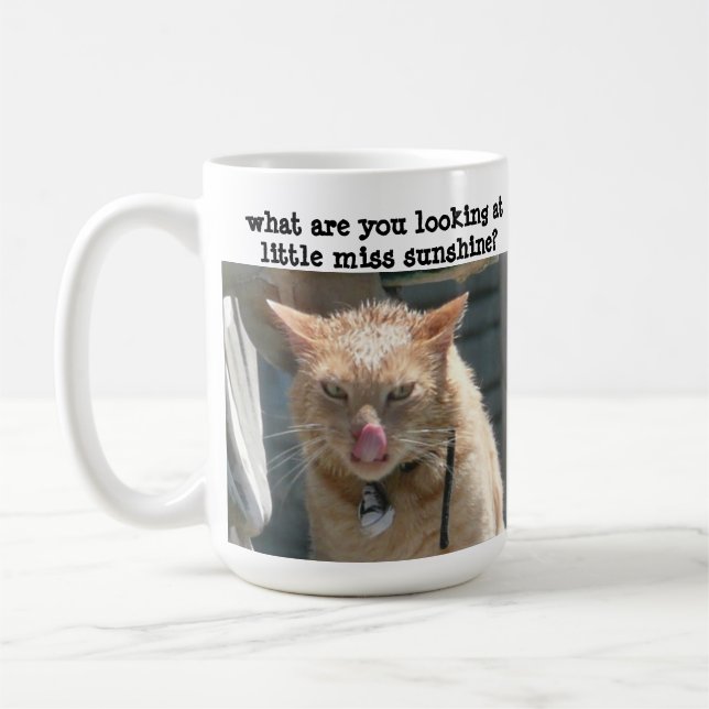 Taza De Café Gato gruñón, sarcástico, pequeña señorita Sunshine (Izquierda)